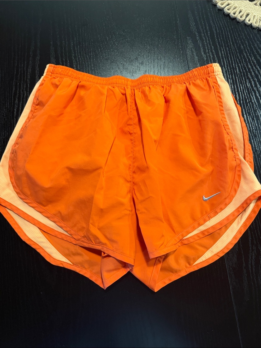 Nike Orange Athletic Running Shorts with Light Orange Trim